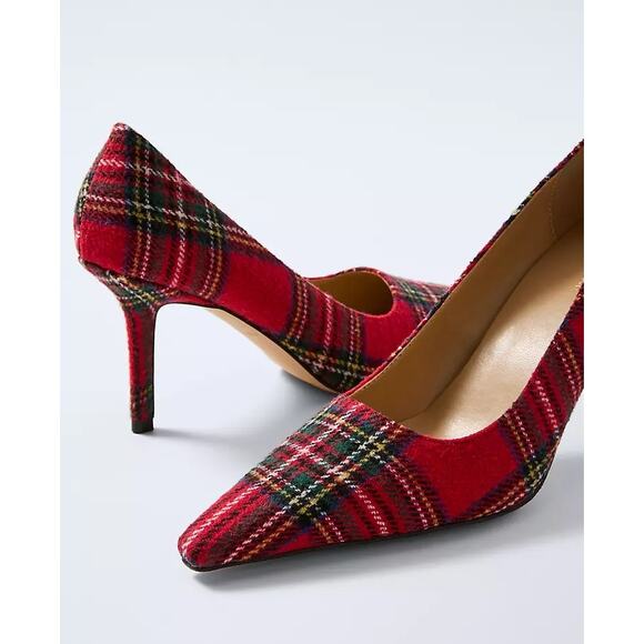 Ann Taylor Shoes - Ann Taylor red wool blend Plaid Nip Toe Pump heels sz 8 NEW $158 SH419